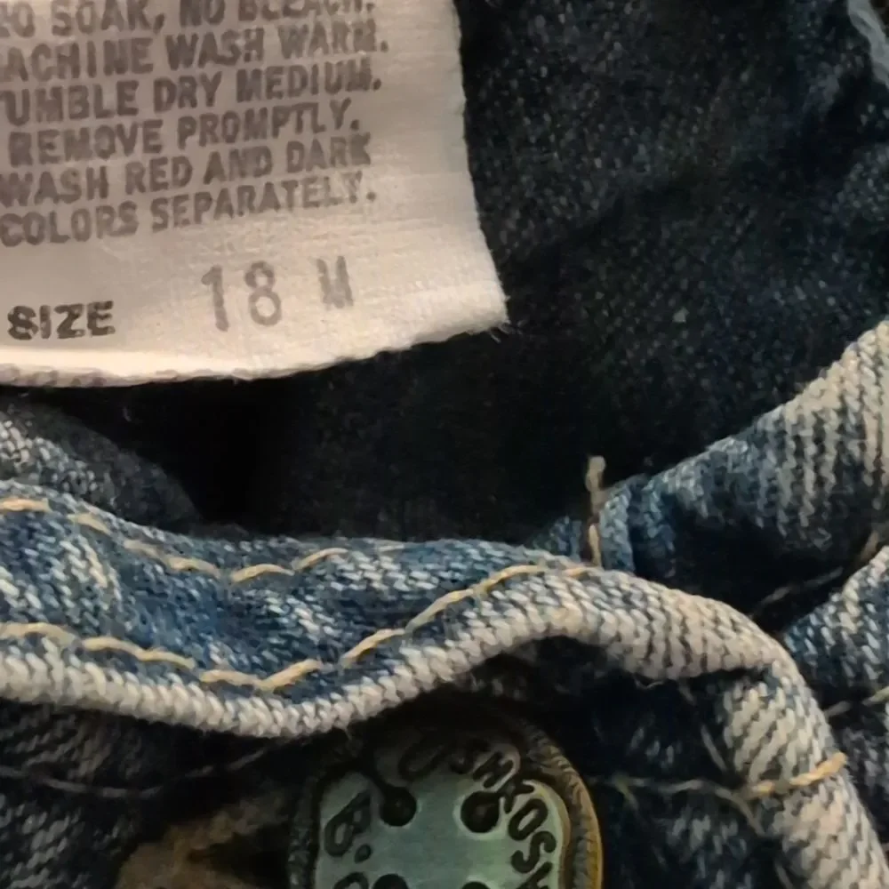 Oshkosh B'Gosh Vintage‎ Infant Girls Acid Wash Denim Baggy Overalls Jeans